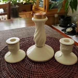 Lenox candle holders and candel lamp